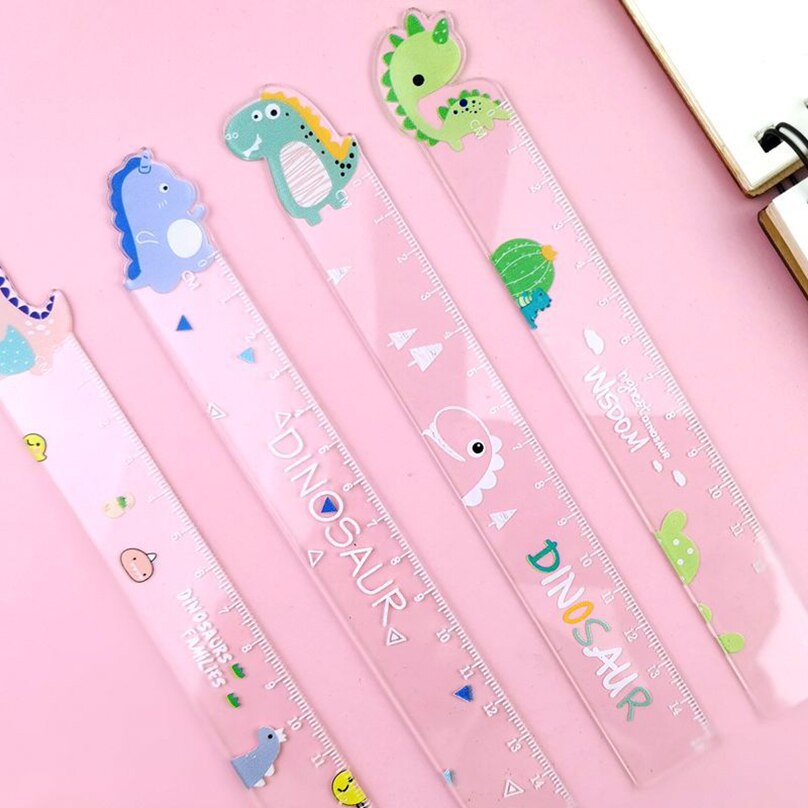 Règle de Dinosaure Kawaii Transparente et Mignonne de 15cm, Outil de Dessin à Faire Soi-Même, Fournitures Scolaires pour Étudiant