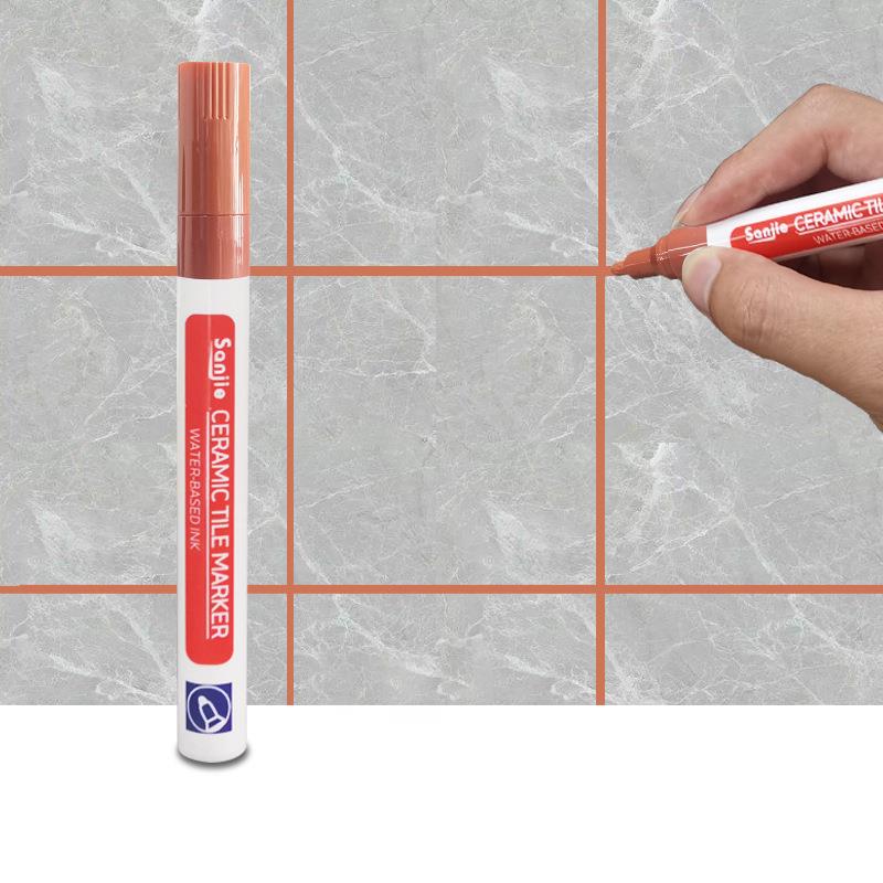 White Waterproof Tile Marker Grout Pen Wall Seam Pen For Tiles Floor Bathroom Decontamination Seam Repair Tools: Red, Silver Tone