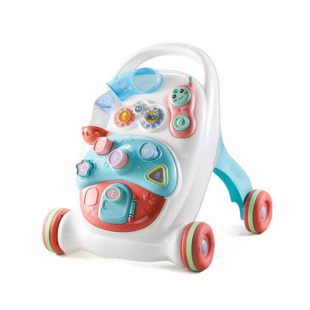 Baby rollator legetøj første trin bil multifunktionel toddler vogn sidde-til-stå abs musikalsk rollator med justerbar skrue til lille barn: Uden vandtank