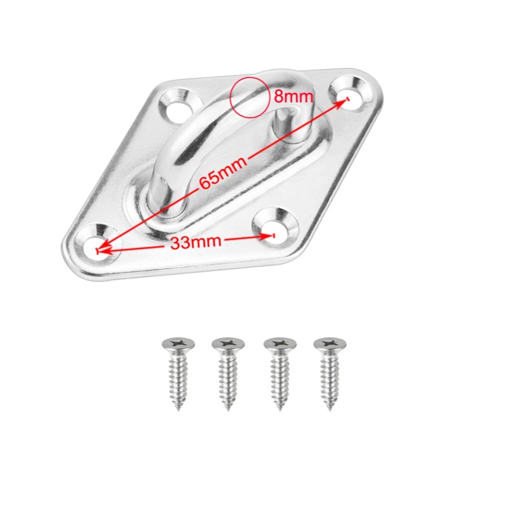 Marine Stainless Steel Boat Diamond Pad Eye Hook Plate Sail Shade Fixing with Mounting Screws