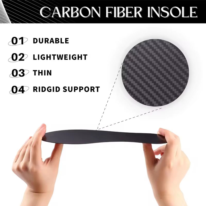 1Pair 1.2mm Carbon Fiber Insole-Carbon Sole Propulsi For Basketball Football Hiking Sports Carbon Orthotic Insole-With Box