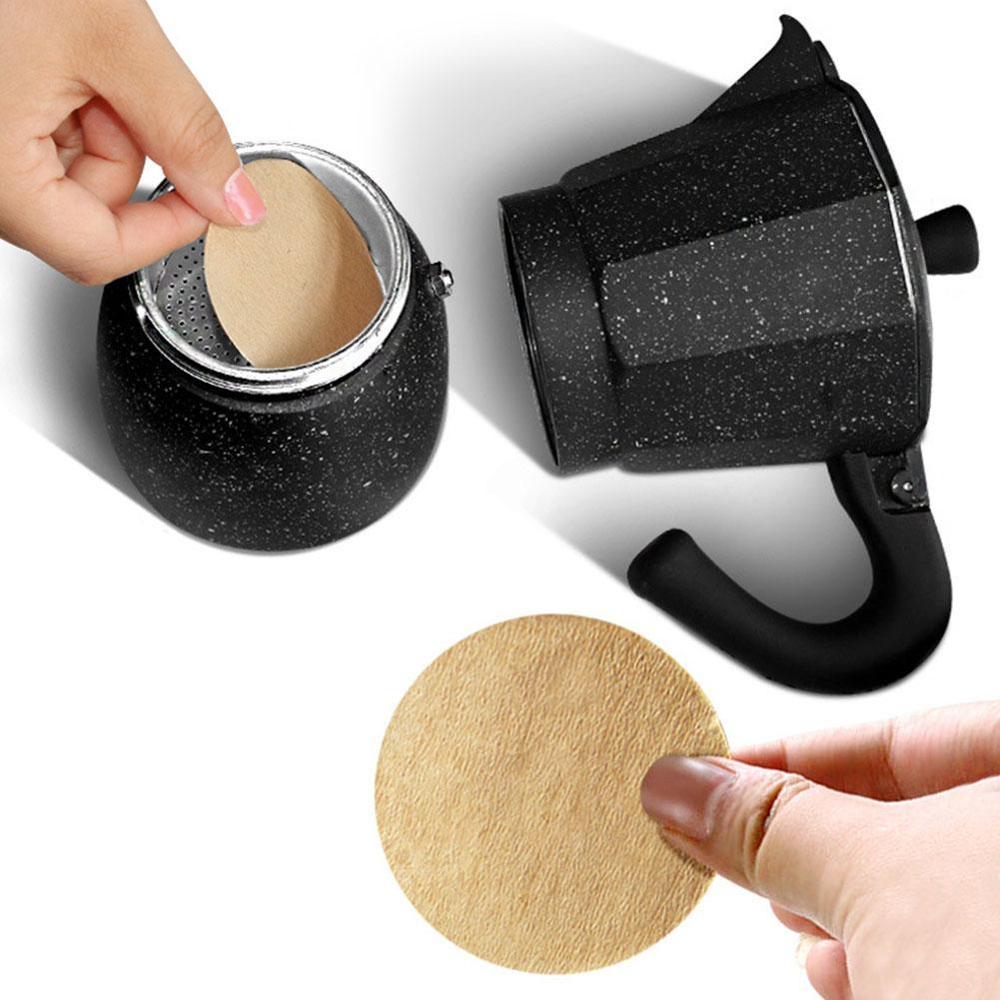 Papier à café rond 100 pièces/ensemble, 56 Mm 60 Mm 68 Mm pour cafetière expresso V60, goutteur, filtres à café, outils Moka Pot, filtre en papier