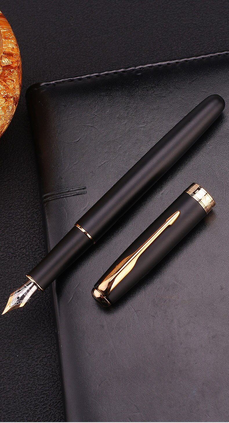 Jinhao Fountain Pen Luxury Bronze Ink Pens Metal Golden Clip Pens Office: 601jinjian shahei