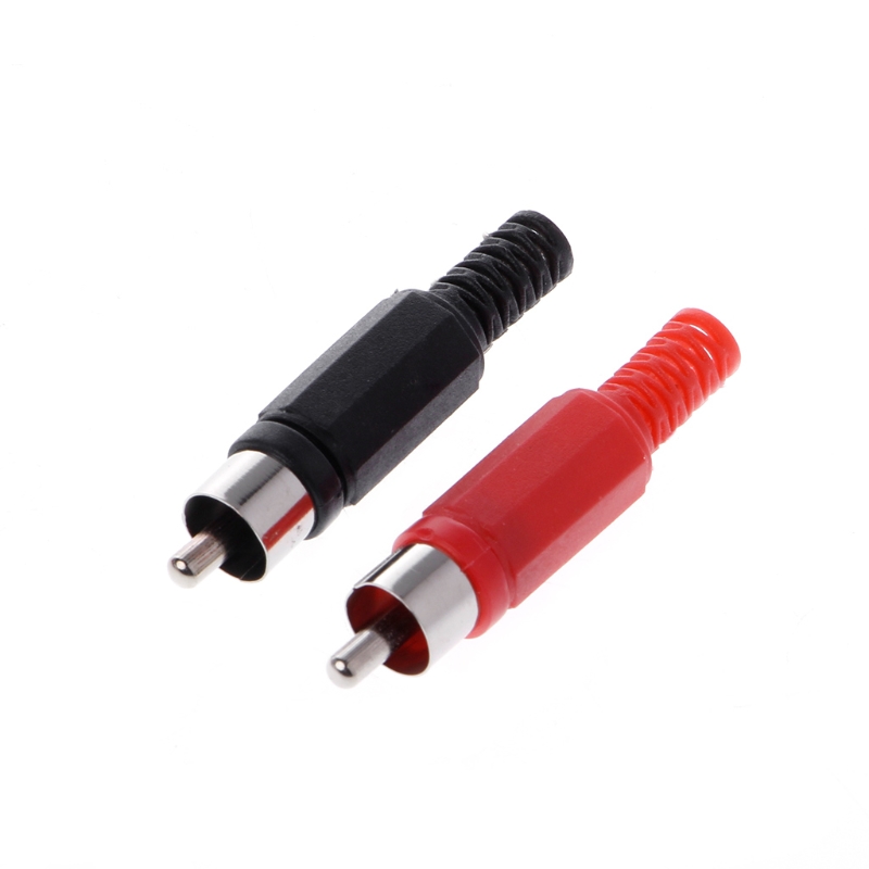 20 Pcs Zwart Rood Solder Rca Male Plug Audio Video Adapter Connector