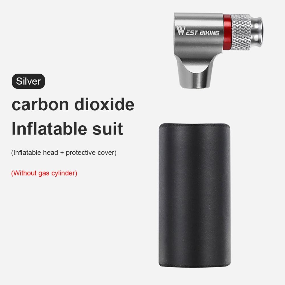 Polkupyörä  co2 pumppu minipää  co2 täyttöeristetty holkki ilmapyöräily pyörä polkupyörän pumppu polkupyörän polkupyörän tarvikkeisiin: Hopea