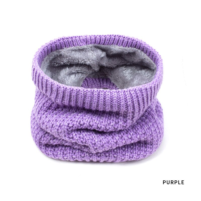 Children Winter Warm Knitted Ring Scarves Baby Kids Thick Super Elastic Knit Mufflers Girls Boys Children Neck Warmers Unisex: Purple