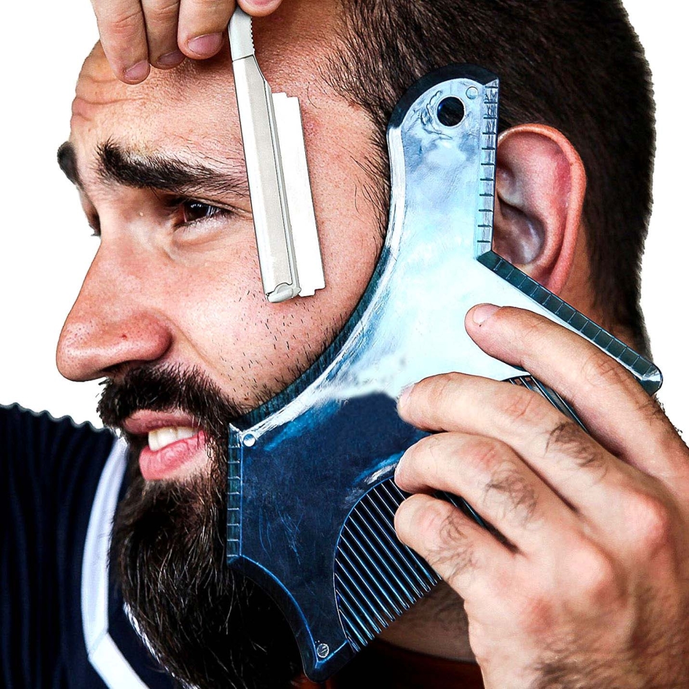 1Pc Bart Gestaltung Trimmen Gestalter Vorlage führen für Rasieren Schablone Mit Voll-Größe Kamm Linie Bis innovativ Styling Werkzeug