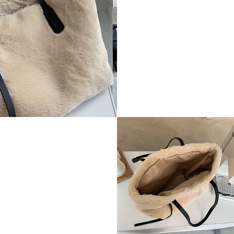 Vrouwen Schoudertas Winter Bont Handtas En Portemonnees Dames Bolsaszakken Voor Vrouwen Schouder Purse Pluche Dames Tas grote