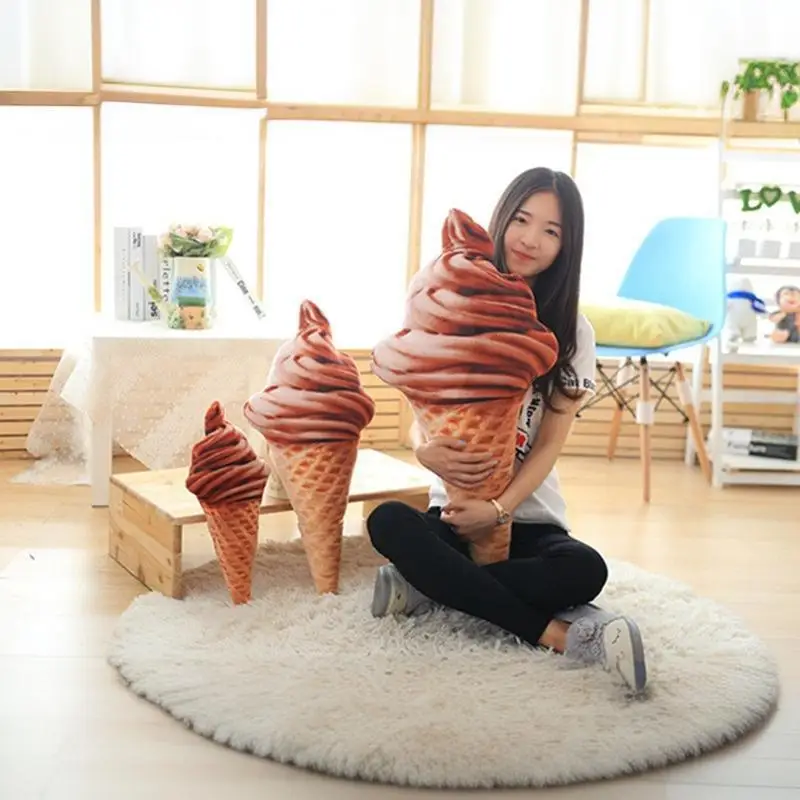 Soft Plush Stuffed Doll Toys Pillow 3D Sweet Ice Cream Pillow Cushion Car Waist Support Cushion