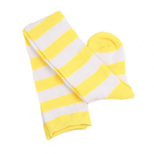 Long Stripe Printed Thigh High Striped Cotton Socks Women Christmas Color Striped Over The Knee Thigh High Stockings: 11Yellow White