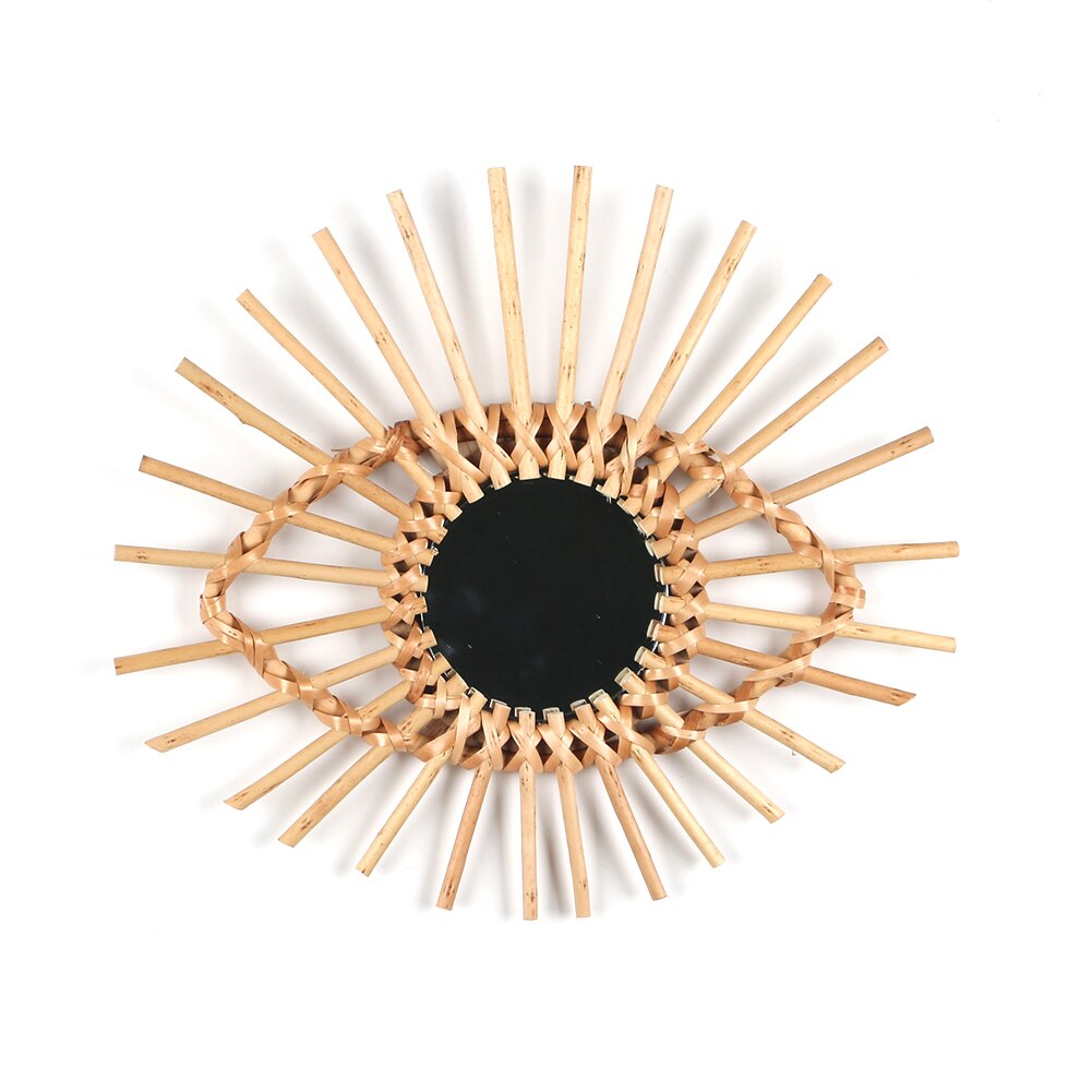 Rotan Gevlochten Art Wall Opknoping Fotografie Prop Dressing Woonkamer Decoratieve Spiegel Koffie Winkel Ornament Nordic Stijl Make-Up