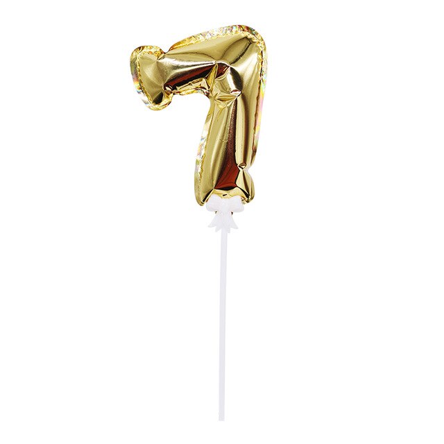 1Pcs Gelukkige Verjaardag Folie Aantal Ballon Cake Topper Kids Verjaardag Bruiloft Cake Decor Automatische Opblaasbare Ballon: gold 7