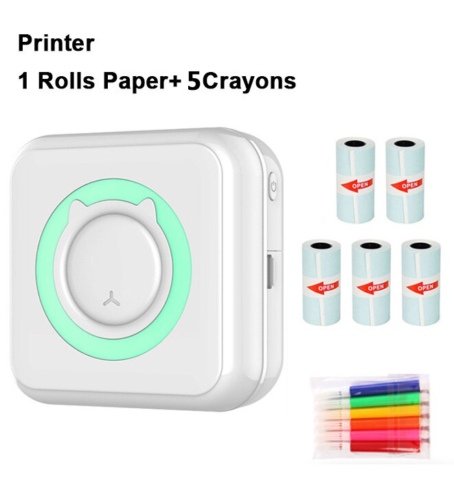 Pocket Thermal Printer Portable Mini Wirelessly BT Connect 200dpi Photo Label Memo List Printing Wireless Printer Clearly: greem-JDYZ-5-C