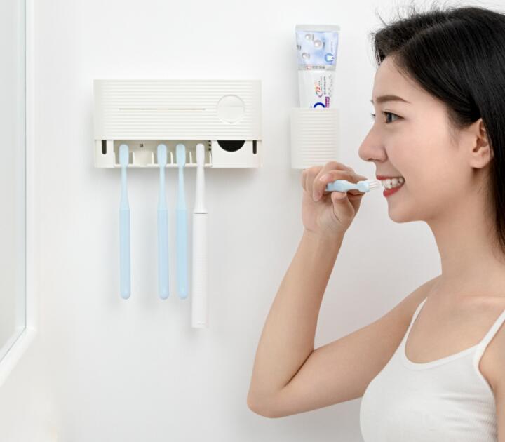 Xiaomi-soporte de esterilización ultravioleta UVC para cepillo de dientes, dispensador de pasta de dientes, estante montado en la pared, accesorios de baño
