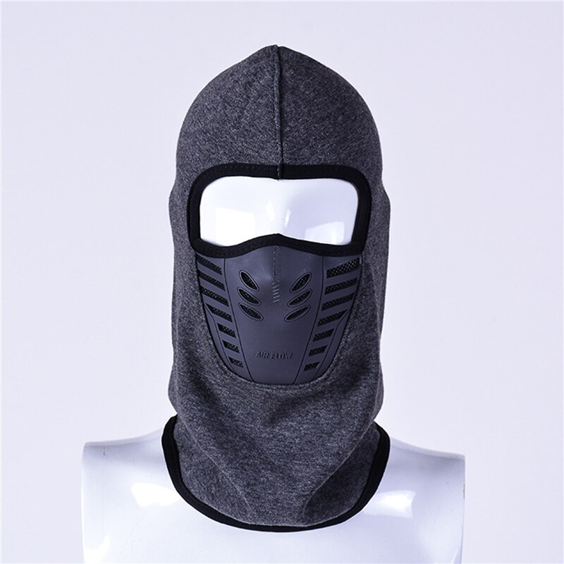 Full Face Winter Face Covers Neck Protection Fleece Thicken Thermal Face Scarf Windproof Warm Face Hat With Ventilate Hole: gray