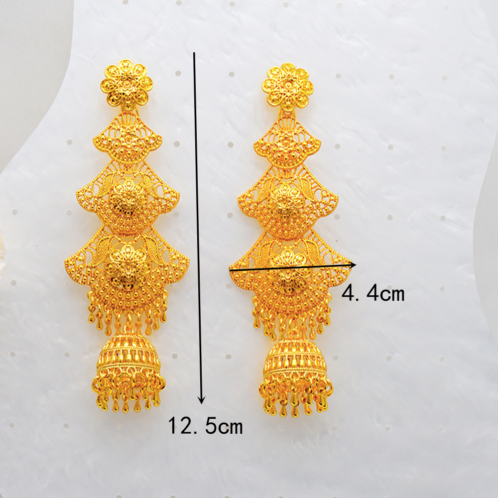 Lange vergulde oorbellen voor Afrikaanse vrouwen met oorbellen uit het Midden-Oosten