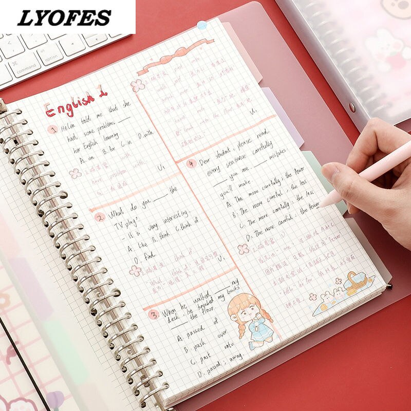 Office School Spiral Notebooks Stationery Cute Personal Binder Grid Journal Notebook Binder Organizer A5 B5 Notebook