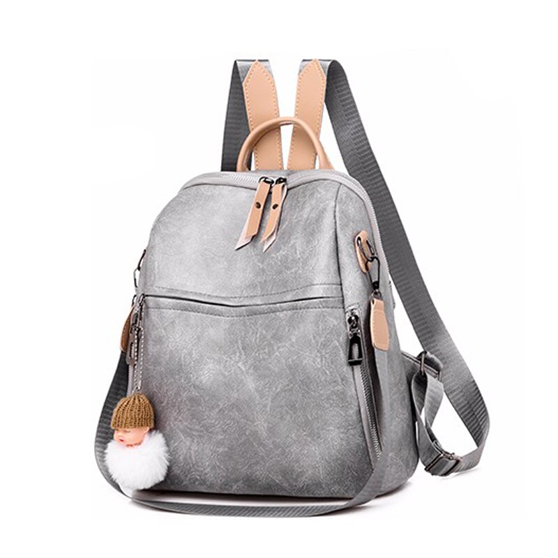 Sac à dos pour femmes nouvelle sauvage en cuir souple loisirs voyage grande capacité sac: gray