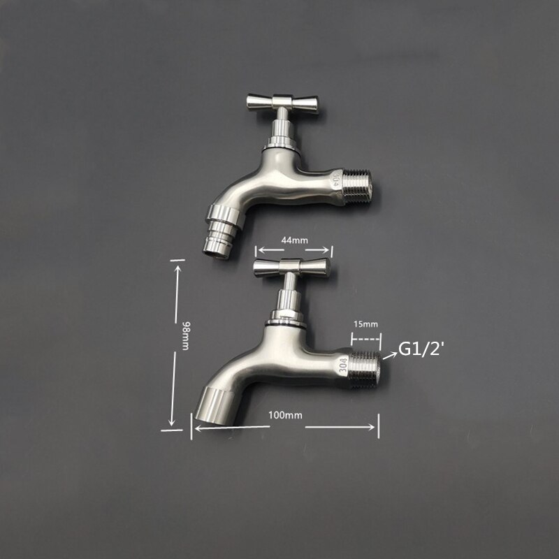 304 Stainless Steel Garden Faucet Wall Mounted Brushed Outdoor Bibcock Garden Wash Basin Mop Faucet Torneira Parede G1/2'