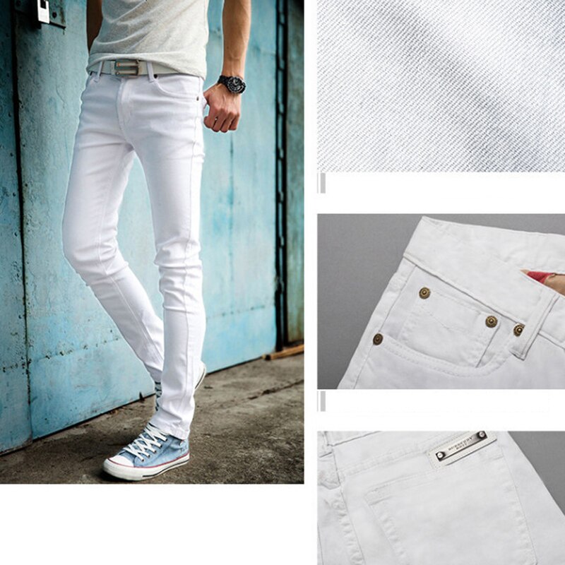 2022 slanke hvide jeans til mænd til mænd og #39 ;s bukser herre fritidsbukser skinny pencil bukser drenge hip hop pantalon homme