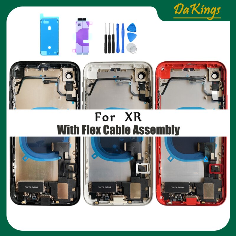 Für iphone XR Zurück Mittleren Rahmen Chassis Voll Gehäuse Montage Batterie Abdeckung Tür Hinten Mit Flex Kabel und vibrator