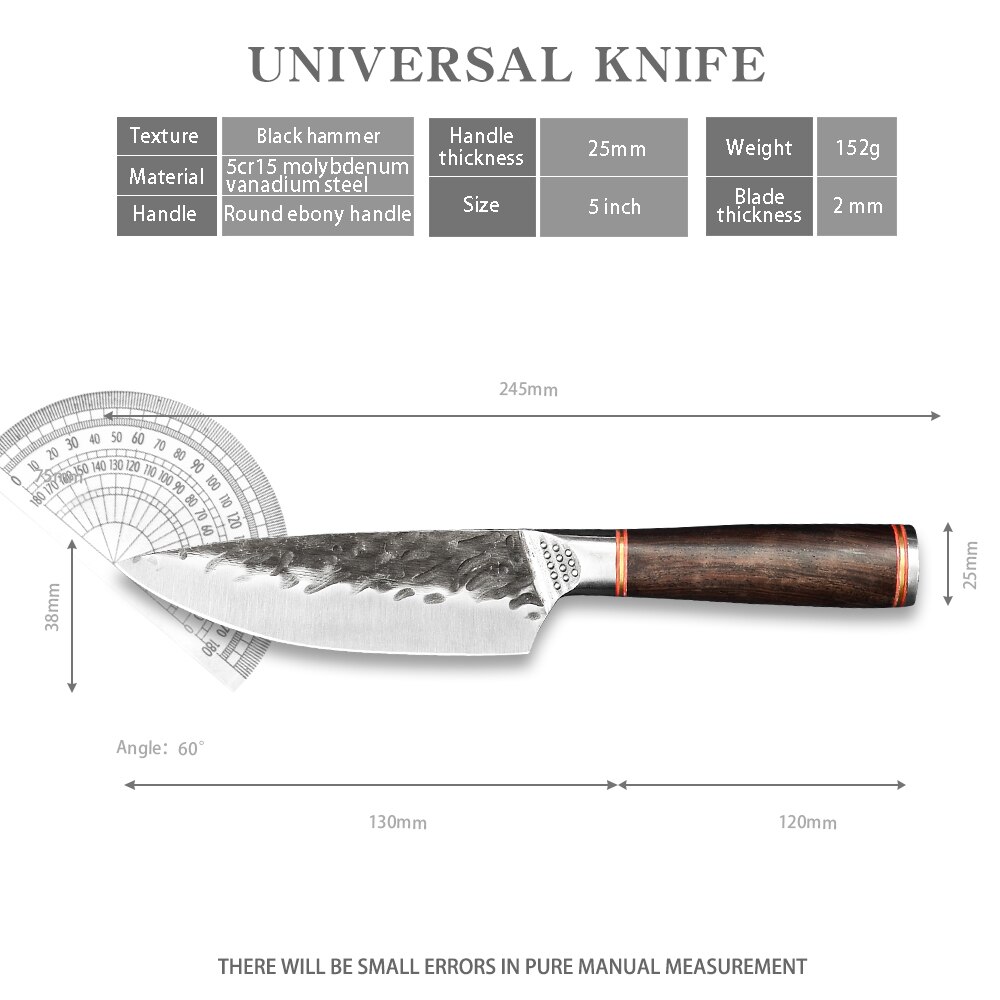 Sowoll couteau de boucher en acier forgé, outils de cuisine de Chef 5 ''6.5'' 7 ''7.5'' 8 ''trancheur serbe Chef survie outils de randonnée: K 5 inch