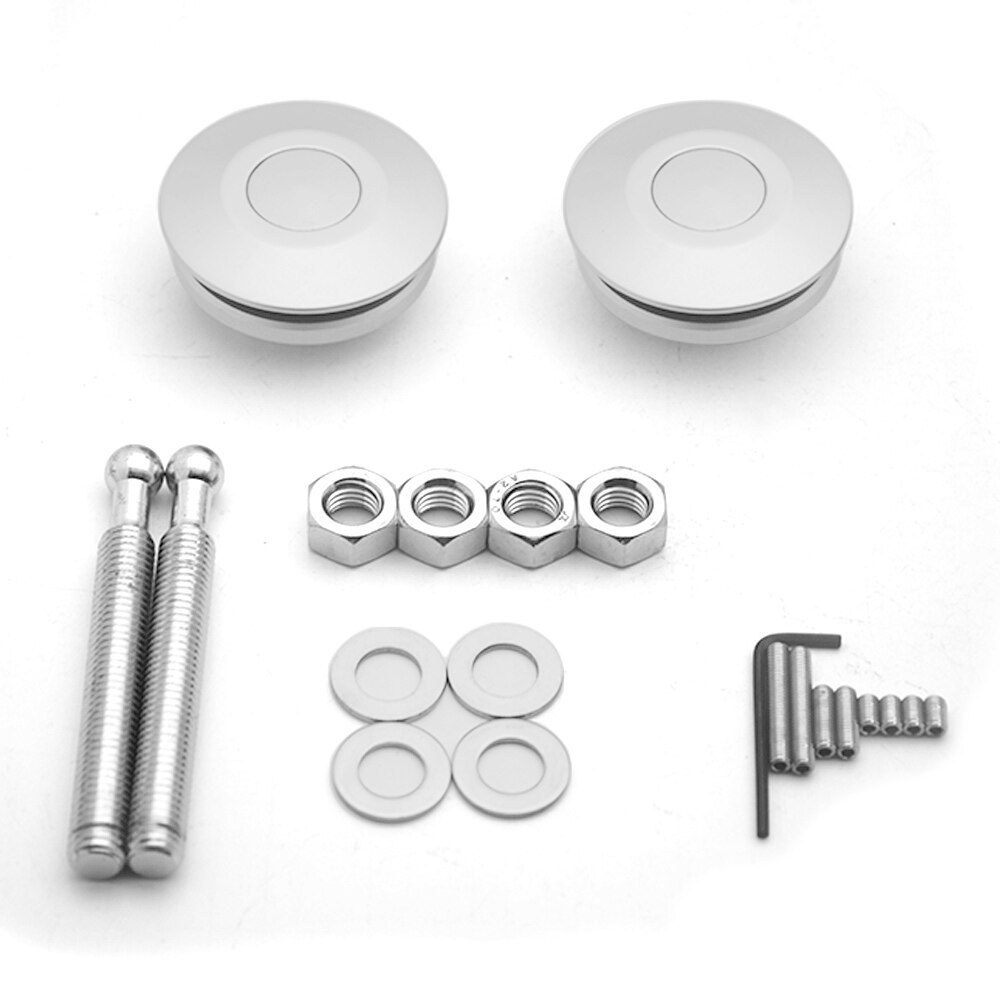 Pin de bonete de liberación rápida de aluminio Universal, 2 uds., botón de bloqueo de pasadores, Clip, motor de cierre rápido para coche: Plata
