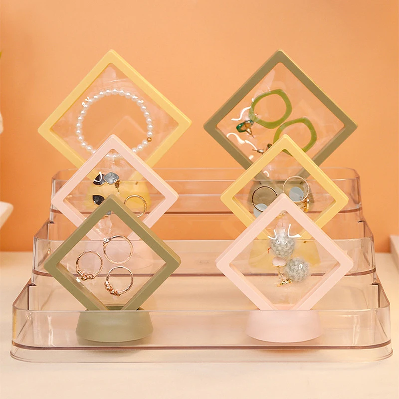 3d Floating Picture Frame Shadow Box Display Film Pendant Storage Box PE Film Jewelry Display Stand Transparent Packaging Box