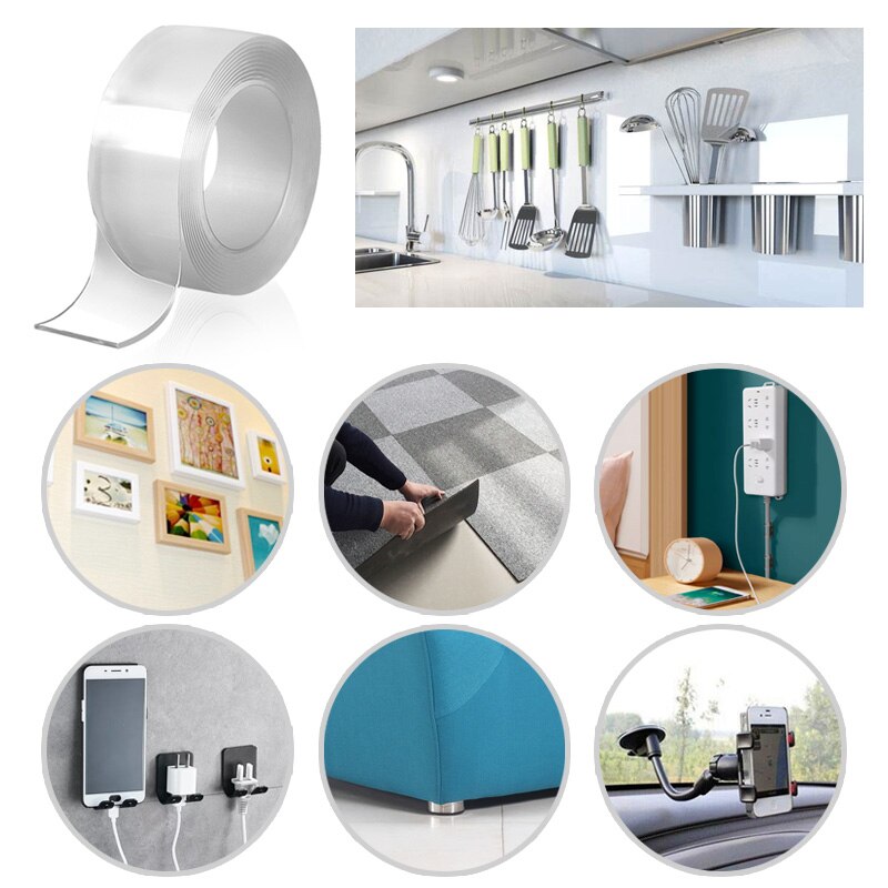 Double-Sided Nano Magic Tape Transparent tape Adhesive Tape Nano Sticker Traceless Carpet Paster Phone Holder Wall Bracelet Glue