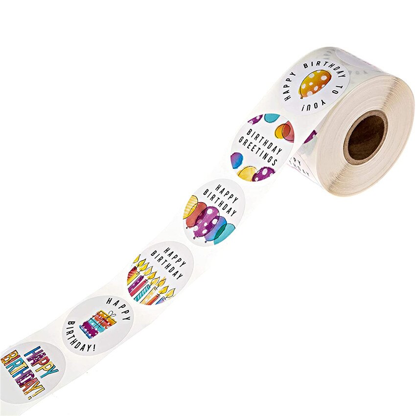 100-500Pcs 8 Designs Happy Birthday Round Stickers Party Packaging Seal Labels 1.5inch Scrapbooking Cards Decoration