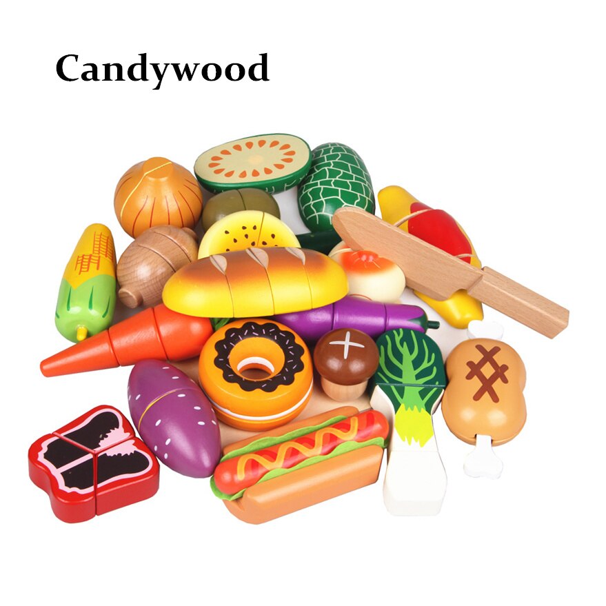 1pcs Kids Kitchen Food Toys Lovely Wooden Toys for Children Play House Birthday Baby