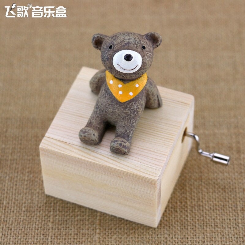 Décoration de la maison enfants | Mini-Animal singe pingouin, chat, chien ours, actionné à la main, boîtes à musique