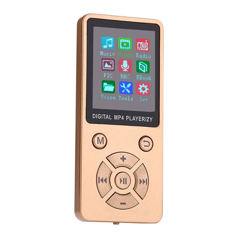 Player de vídeo USB Tela LCD Clipe MP4 Media Player Suporte Som Lossless 32G TF Cartão Ultra fino 1.8" mp4 Player com FM E-book: Ouro / Dourado