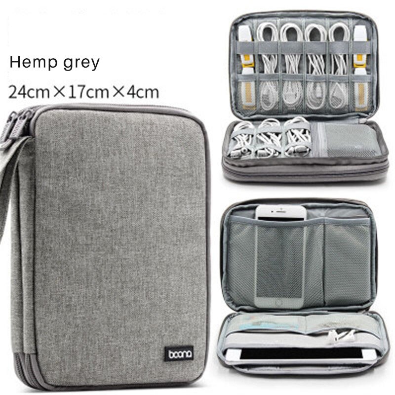 Gadget Organizer Case Digital Storage Bag Electronics Organizer for Chargers Cables Hard Drive for IPhone Phone Protection Pouch: Silver