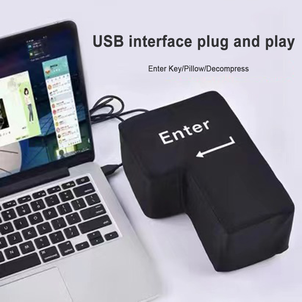 Soft Anti-Stress Computer Huge Enter Key Big USB Keyboard Vent Button Pillow Desktop Stress Reliever Cushion USB Big Enter Key