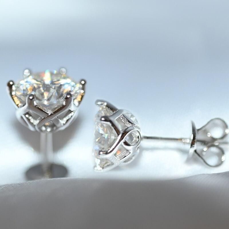 Oevas real 0.5-1 carat d color moissanite øreringe til kvinder top 100% 925 sterling sølv mousserende bryllupssmykker: 0.5 karat