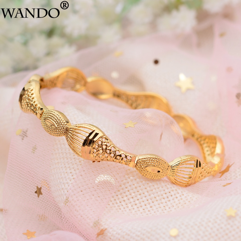 Wando 4 stk luksus guld farve bryllup smykker fisk armringe etiopiske afrikanske kvinder dubai armbånd fest dame armbånd