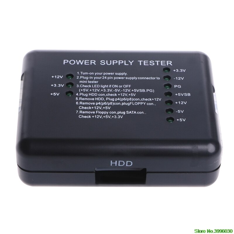 1Pcs Black PC 20 24 Pin PSU ATX SATA HD Power Supply Tester