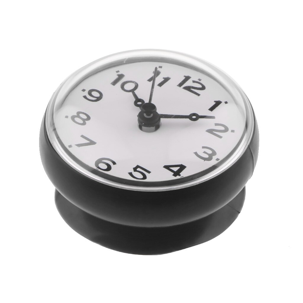 Waterdichte Douche Klok Zuignap Badkamer Keuken Klok Muur/Raam Glas/Spiegel Sucker: Black