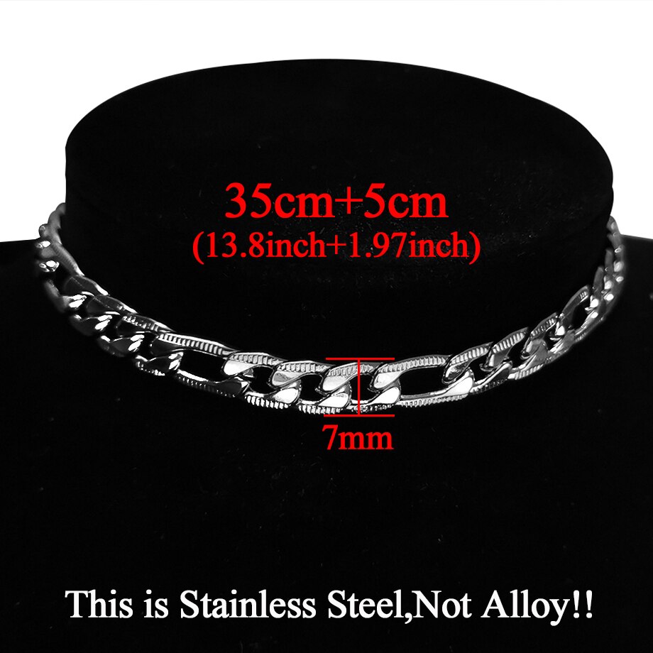 Punk Stainless Steel Choker Necklace For Women Silver Color Short Big Thick Neck Chain Chokers Necklaces Jewelry Neckless: XL573STS35