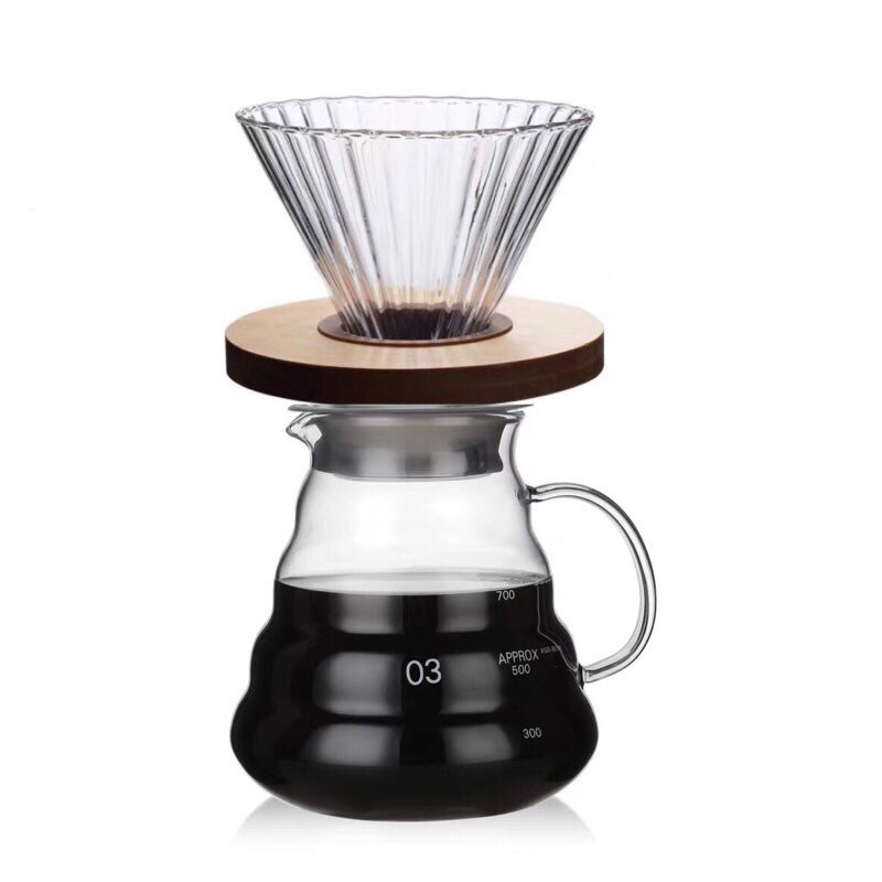 Høy temperaturbestandig glass kaffetrakter kaffekanne diy kjøkken espresso kaffe med filterkanne i rustfritt stål: 700ml