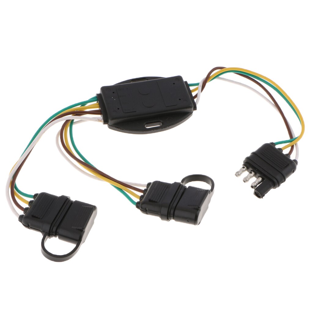 PACK-1 4 Pin Flat Y-Splitter Wiring Harness with Rubber Cab for LED Brake Tailgate Light Bars