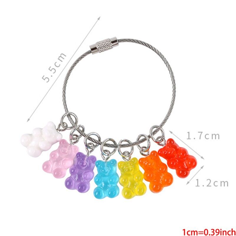 Neue modisch Süssigkeit Farbe Nette Bär Karikatur Keychain Ebene Schlüssel Ring Schmuck Für Frauen Mädchen Auto Tasche Schlüssel Ketten