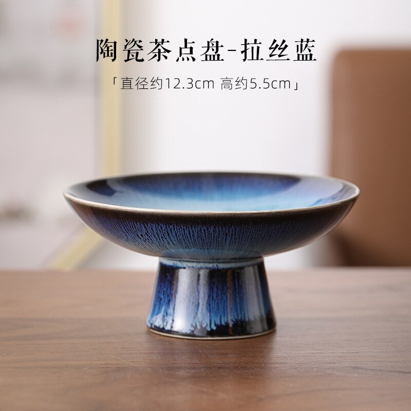 Small tall tea tray, nut cake dessert tray, display, hotel snack dish, dessert dish: blue1