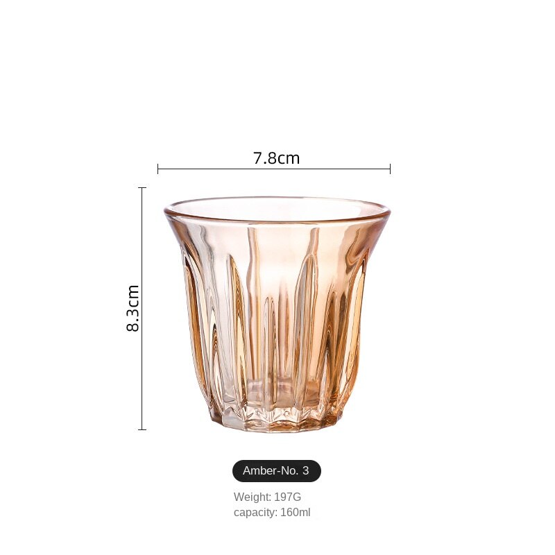 Taza blanca australiana de 100ml-200ml, taza de café Simple, Espresso blanco plano, clásica, Retro, rayas verticales: 160 ML - Amber