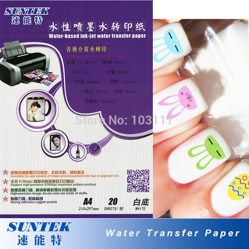 (5 Clear + 5 Wit) Inkjet Water Transfer Papier voor DIY Decals Nagels Stickers