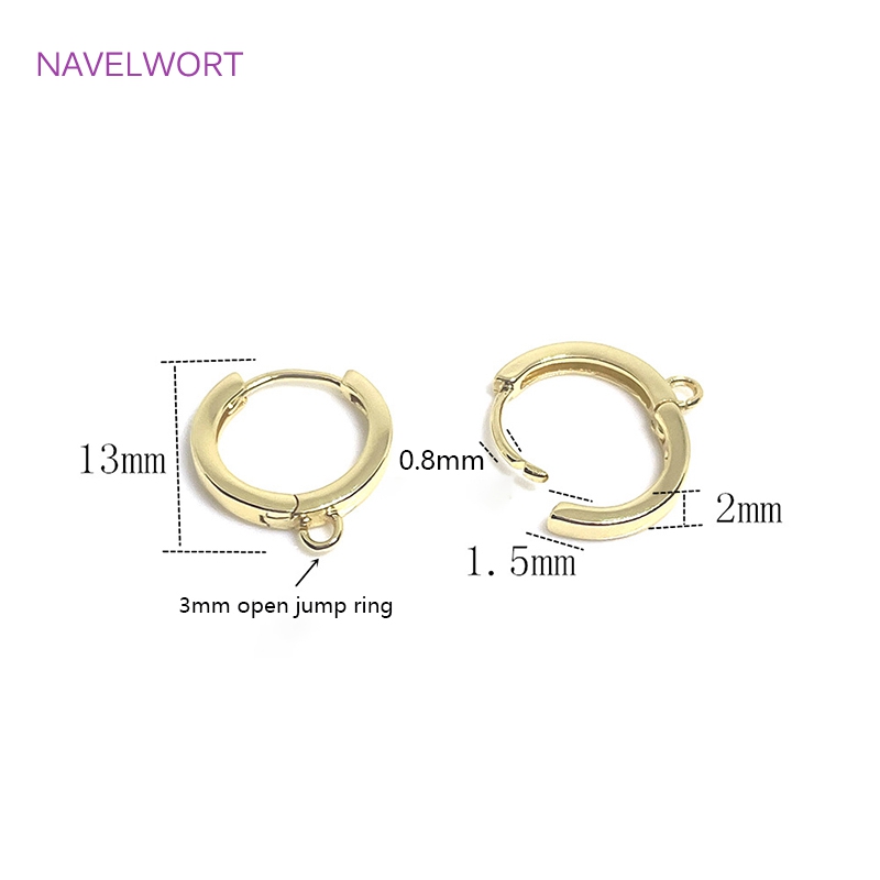 Ganchos para pendientes chapados en oro de 14 quilates, pendientes redondos de aro para suministros de joyería, sujetadores para pendientes, accesorios para pendientes DIY
