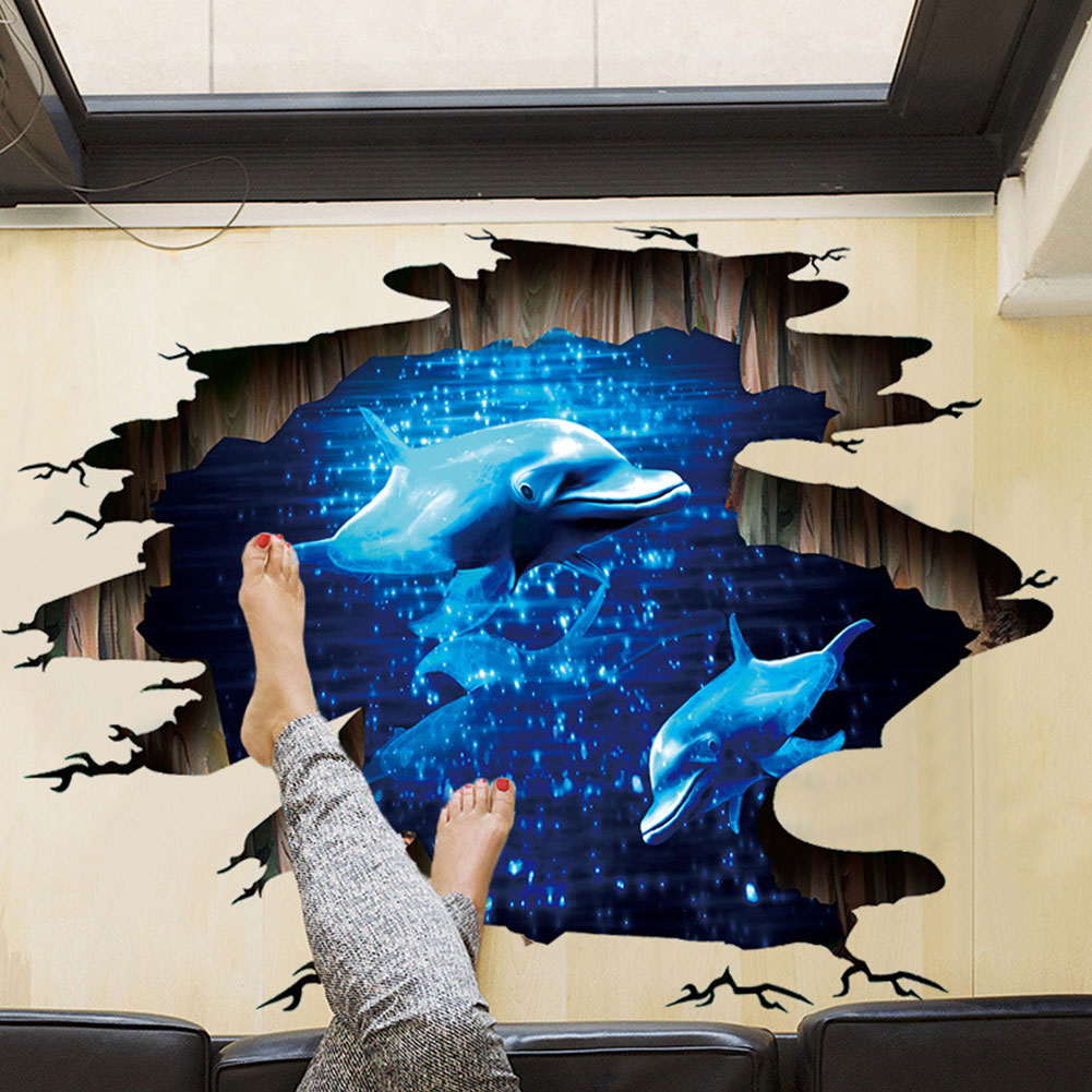 Søte delfiner hav sjø dårlig vegg klistremerker 3d veggmalerier vinyl kunst dekaler