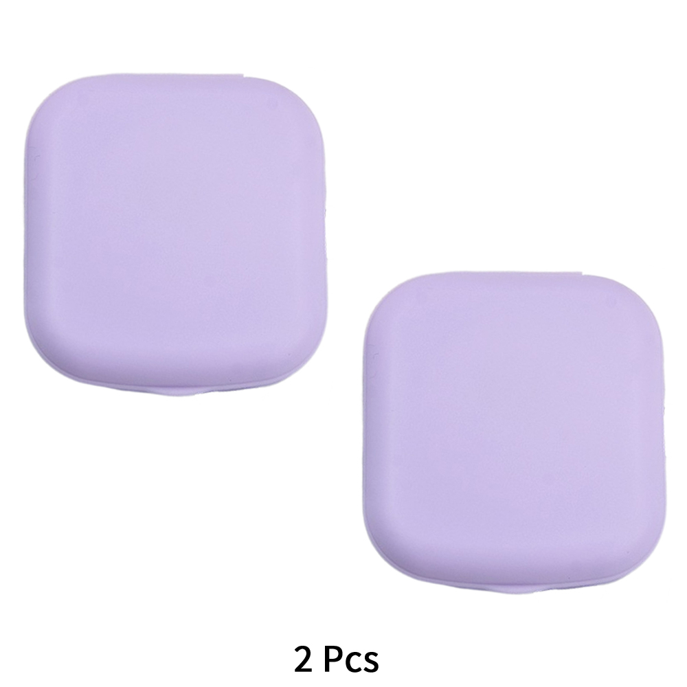 Juego de estuche para gafas de contacto colorido con espejo, pequeño Kit de almacenamiento de inmersión portátil, Mini caja para lentillas, almacenamiento en remojo: Azul