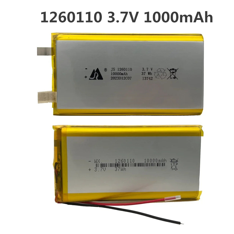 3.7v 10000mah 1260110 bateria de polímero de lítio/bateria de íon de lítio com placa de proteção para banco de potência gps 100% capacidade real